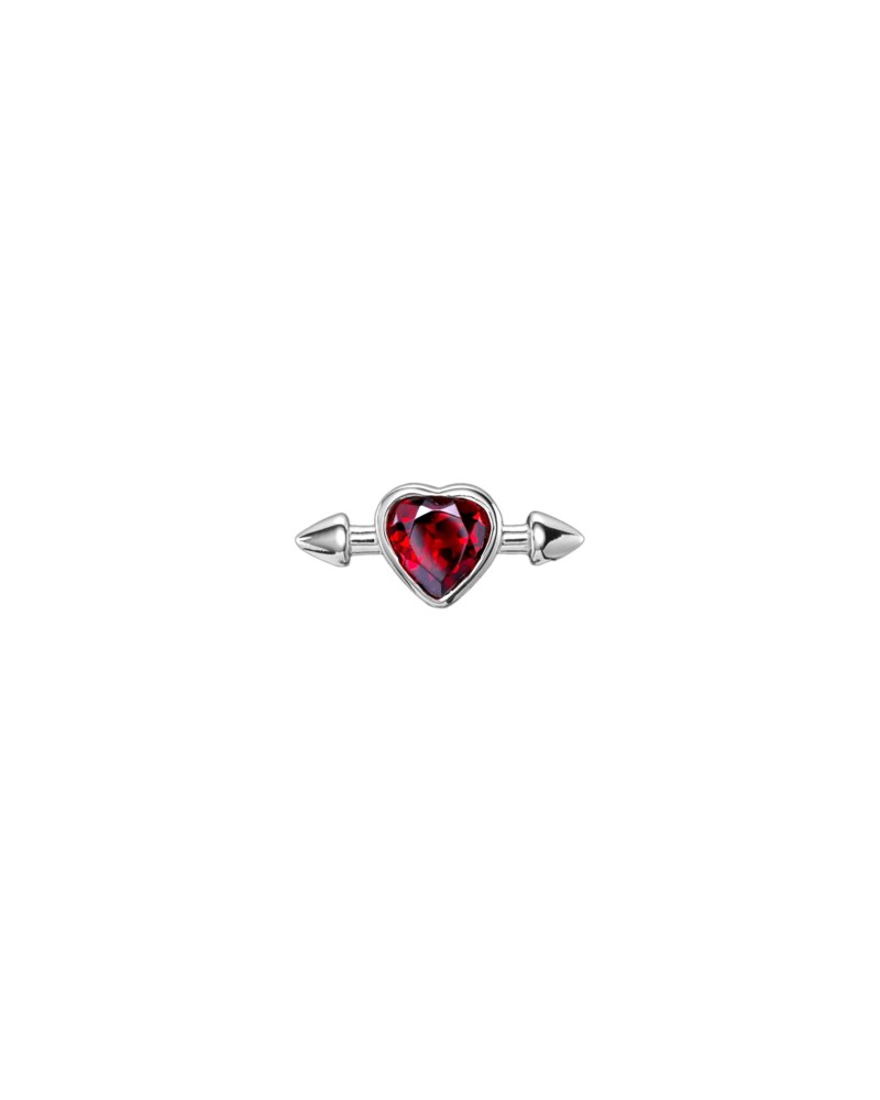 Pierced heart ear stud bergskristall silver 7