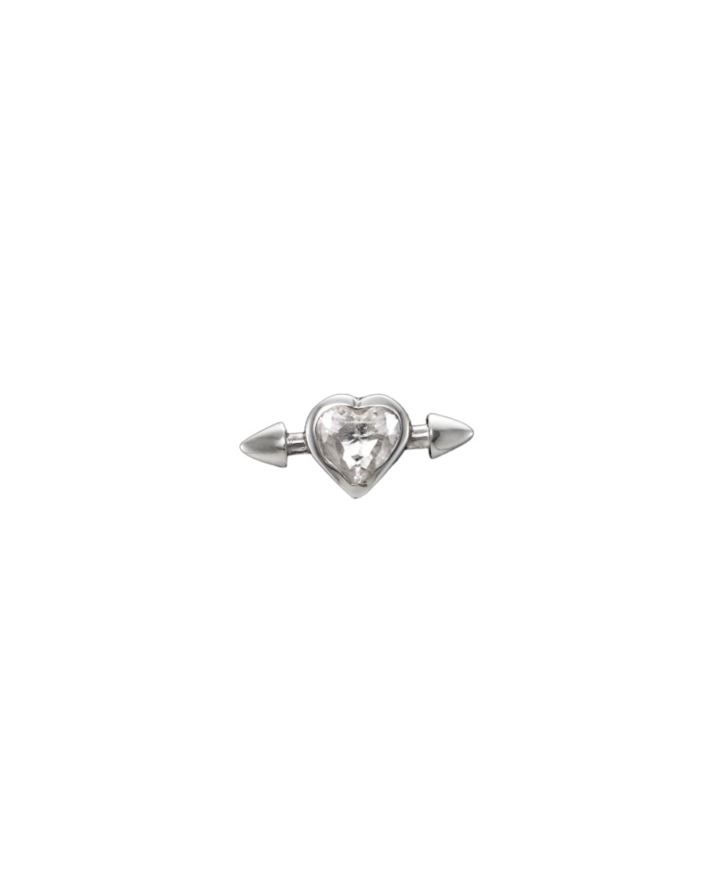 Pierced heart ear stud bergskristall silver 1