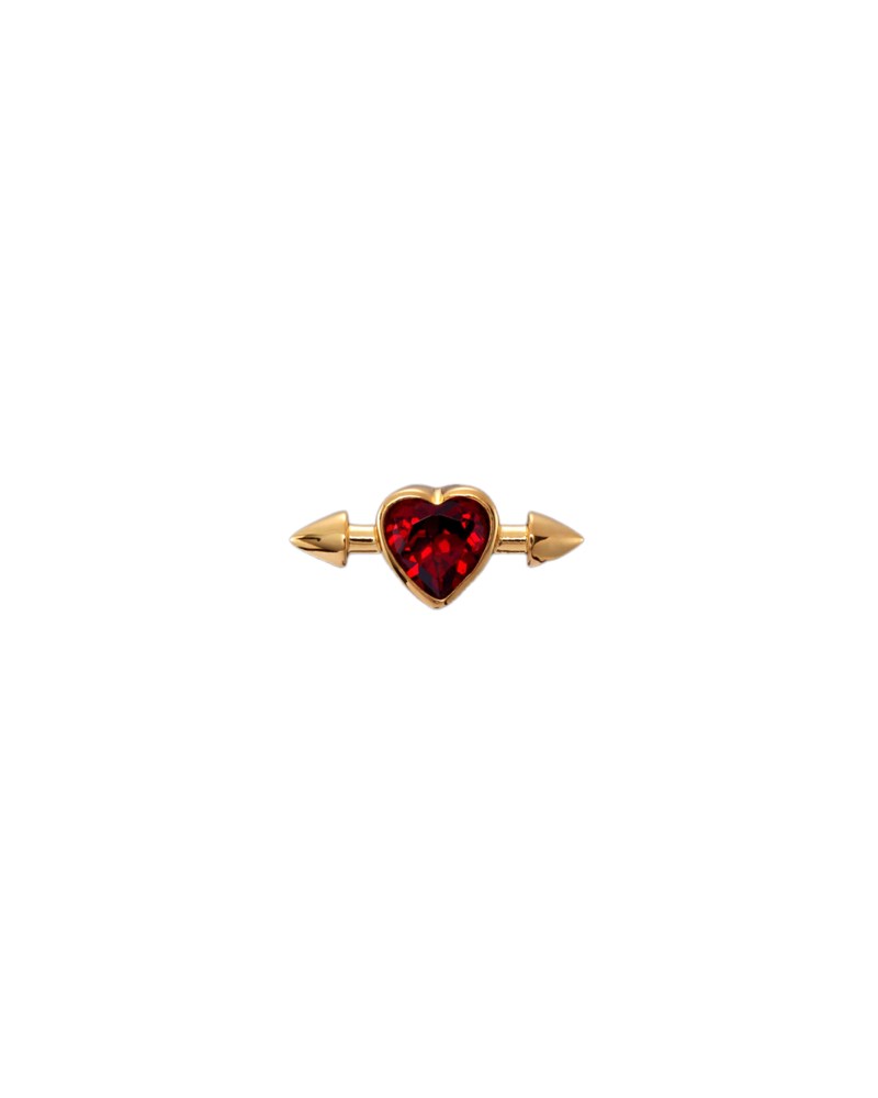 Pierced heart ear stud bergskristall guld 1