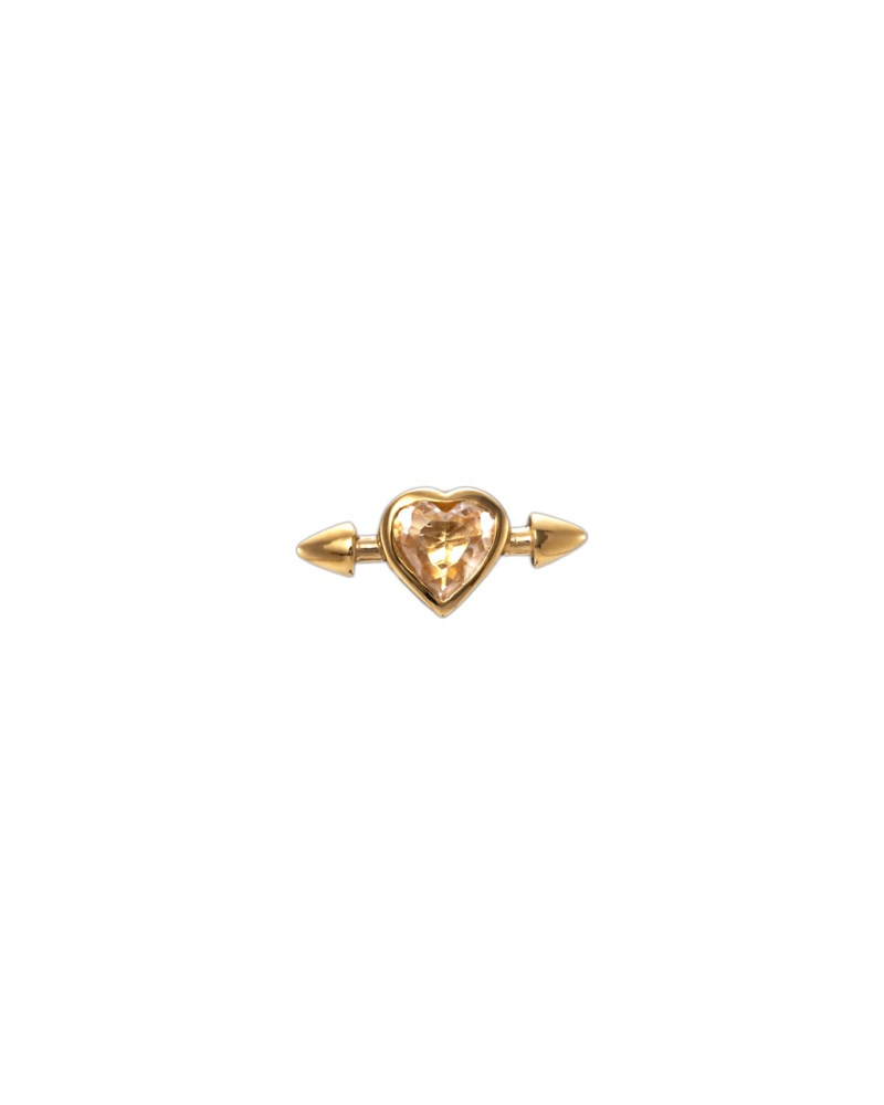 Pierced heart ear stud bergskristall guld 7