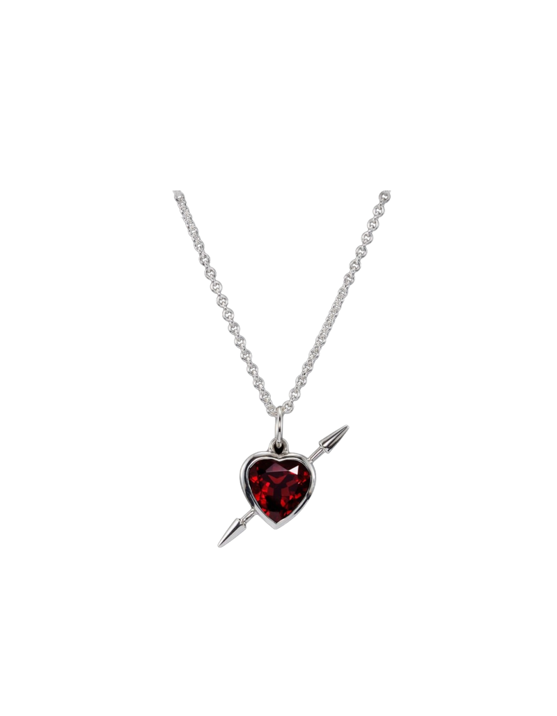 Rebel love necklace guldpläterat silver röd granat