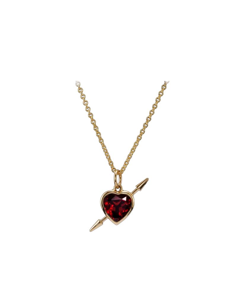 Rebel love necklace guldpläterat silver röd granat