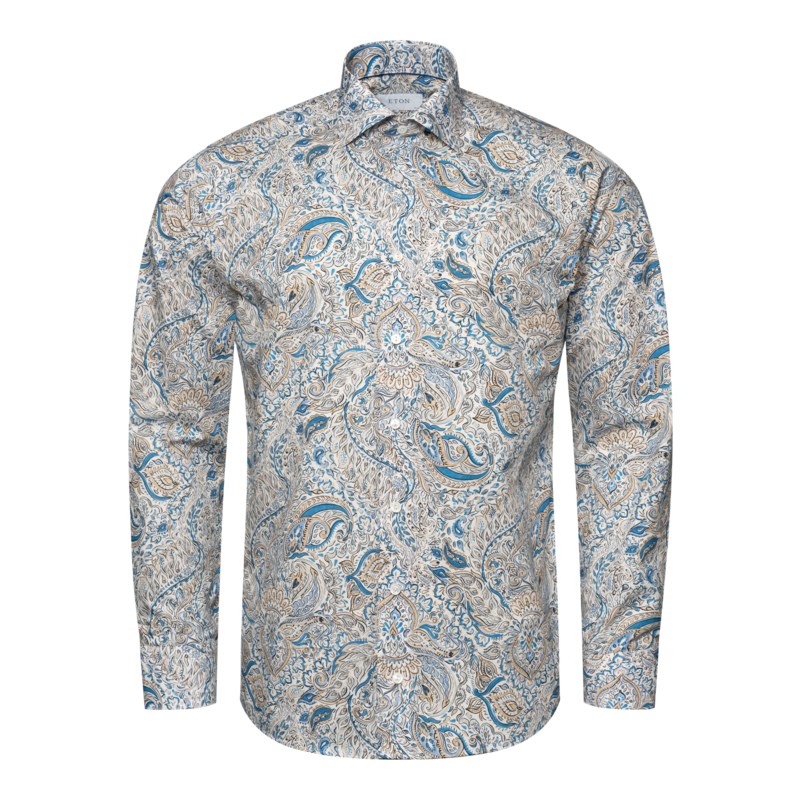 Paisleymönstrad fine twill-skjorta slim fit