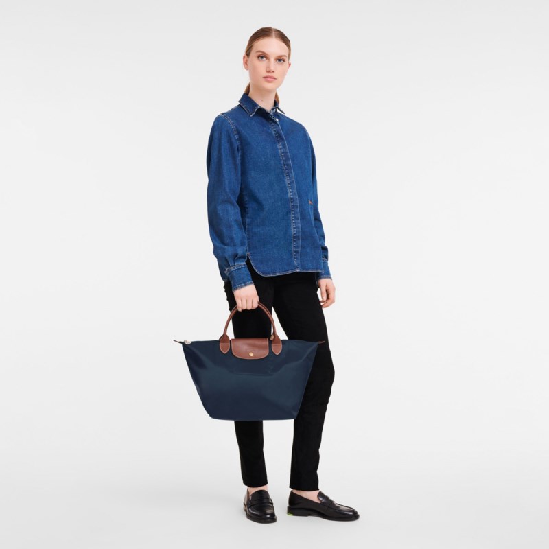Handväska le pliage original m navy 6