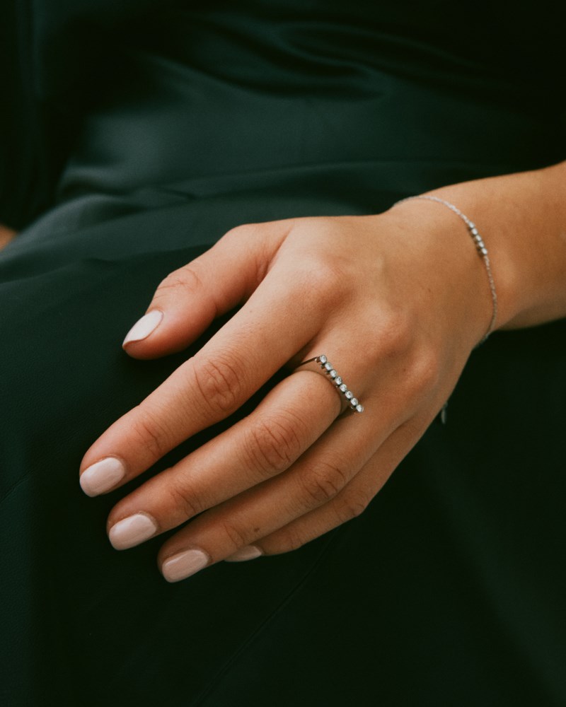 Twiggy Ring CZ Steel 4