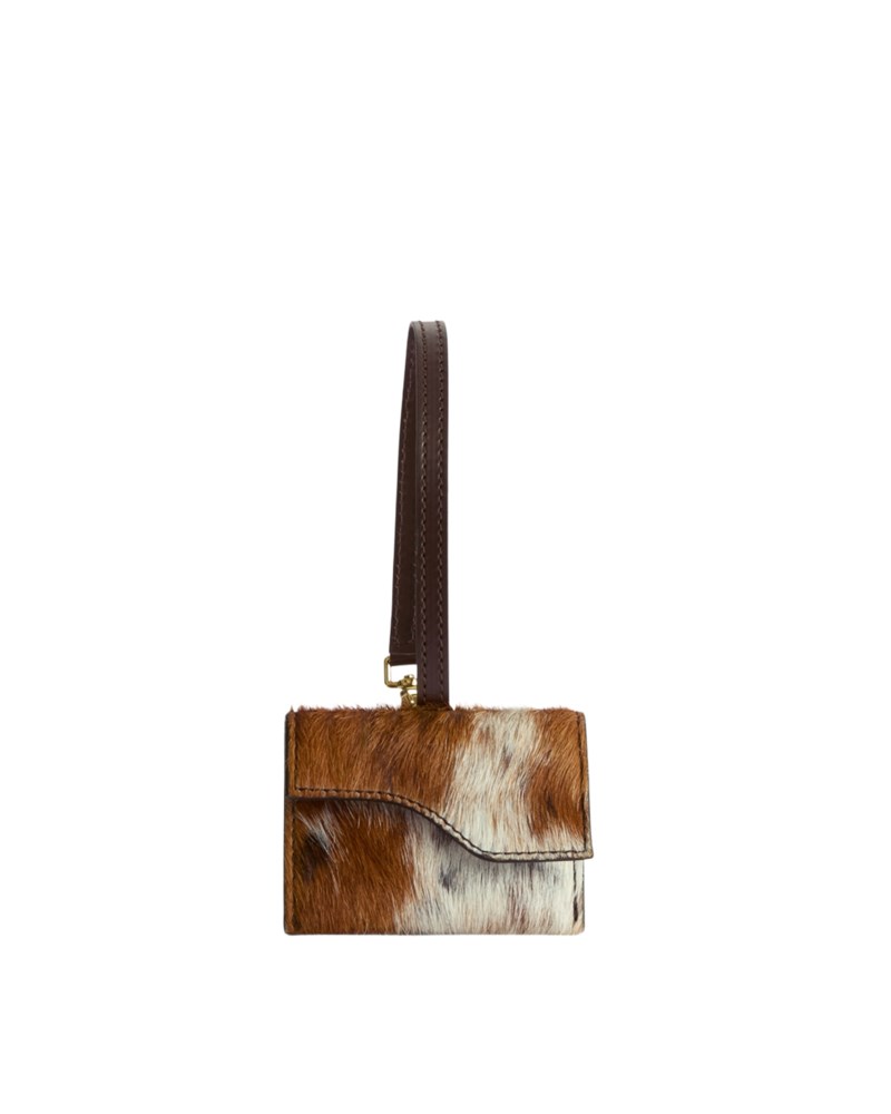 Nyckelring selva cow print/vacchetta unique/walnut 1