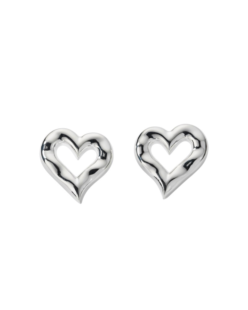 Puff Heart Earrings Silver 2