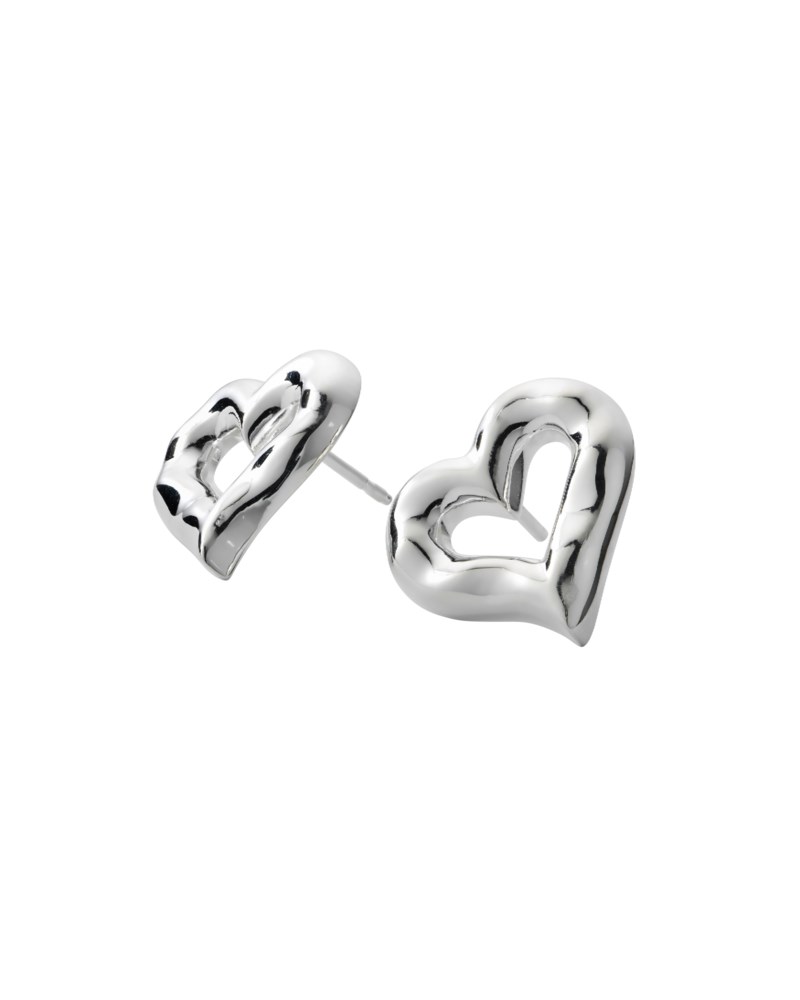Puff Heart Earrings Silver 4