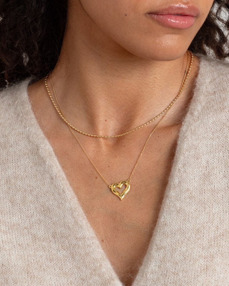 Puff Heart Necklace Gold 4