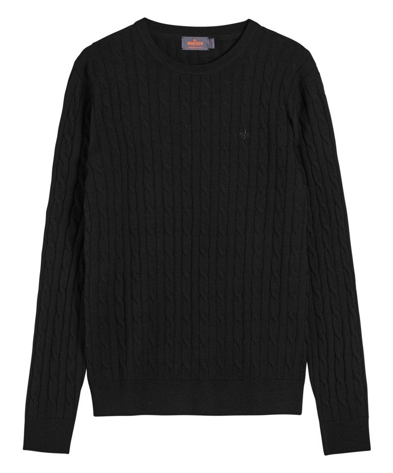 Tröja merino cable oneck black 1