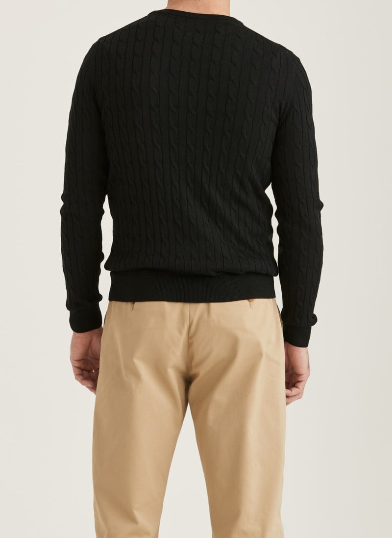 Tröja merino cable oneck black 3