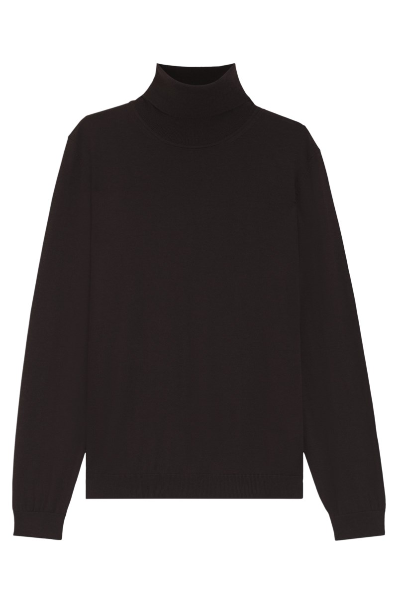 Stickad tröja rollneck dark brown 1