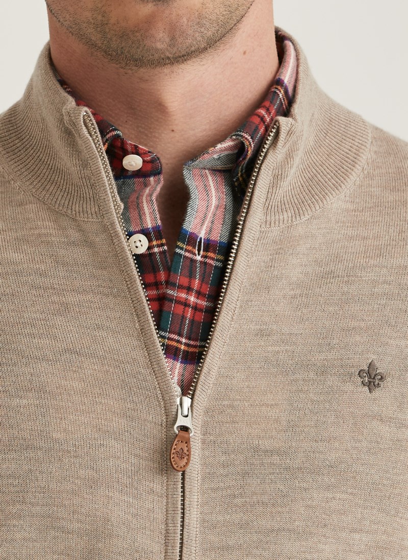 Cardigan merino zip khaki 2