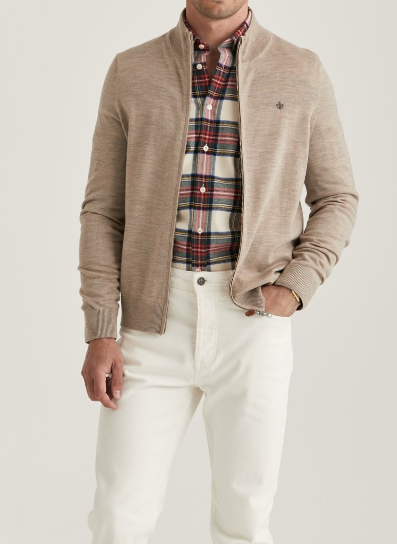 Cardigan merino zip khaki 3