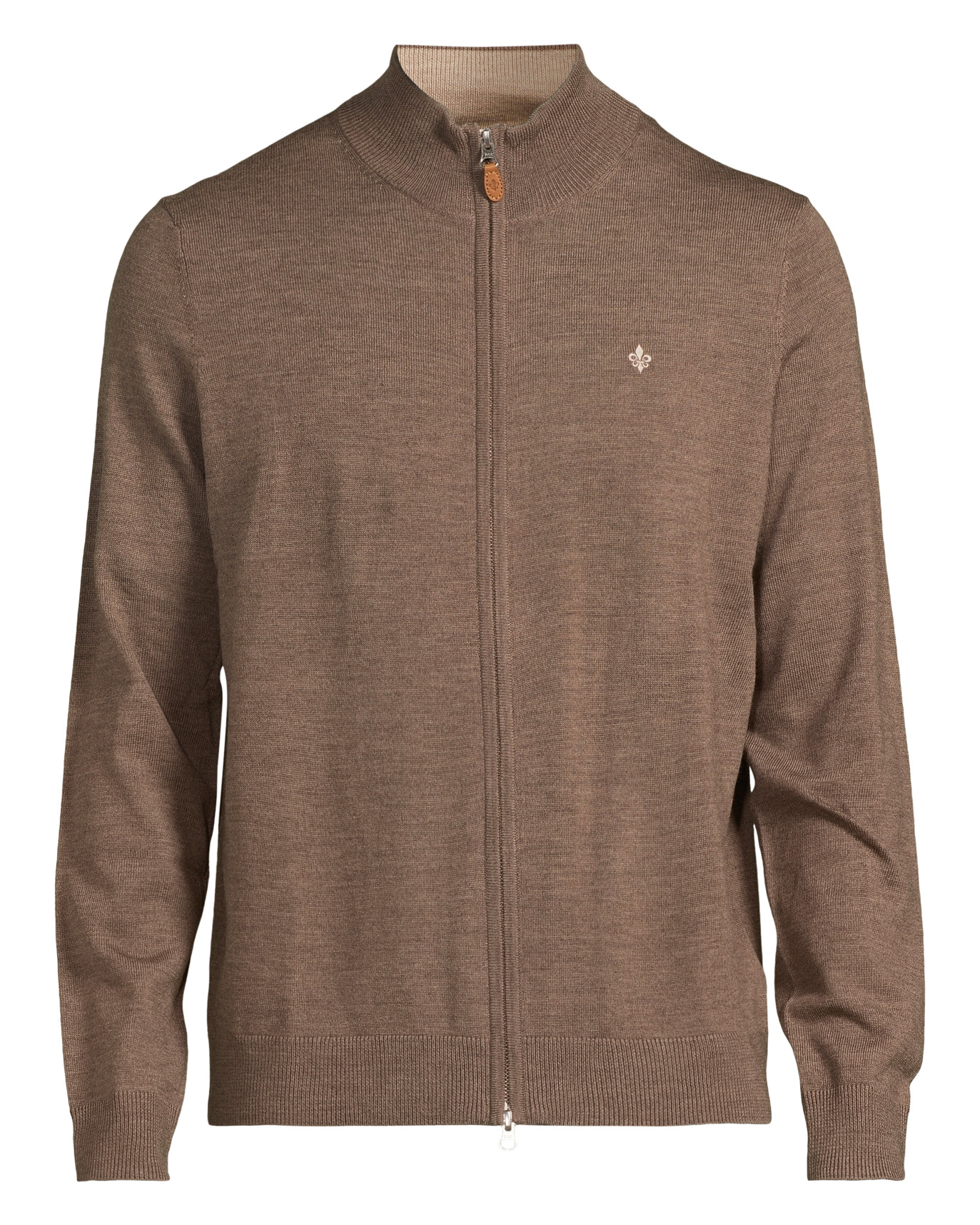 Morris Cardigan merino zip light brown NK