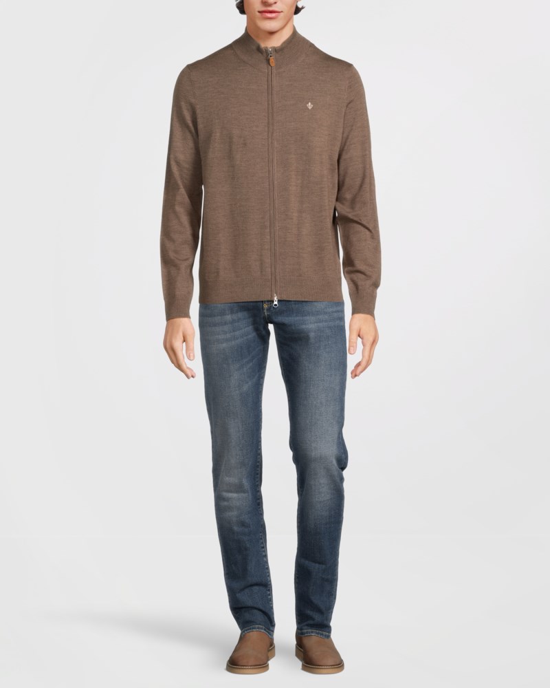 Cardigan merino zip khaki 2