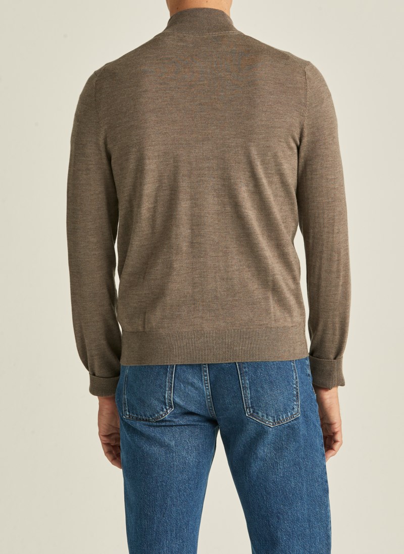 Cardigan merino zip khaki 3