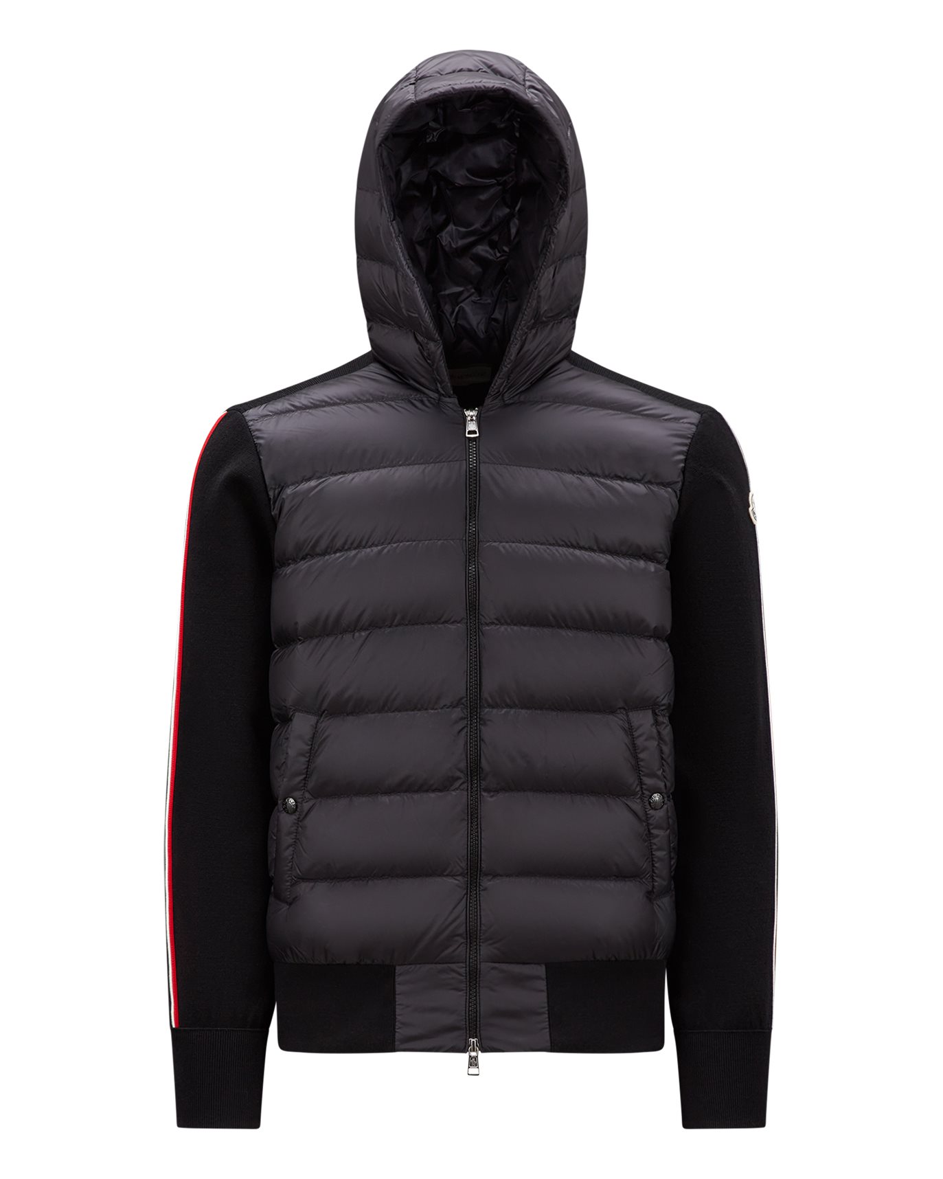 Moncler - Kofta dunfront padded wool hoodie svart | NK