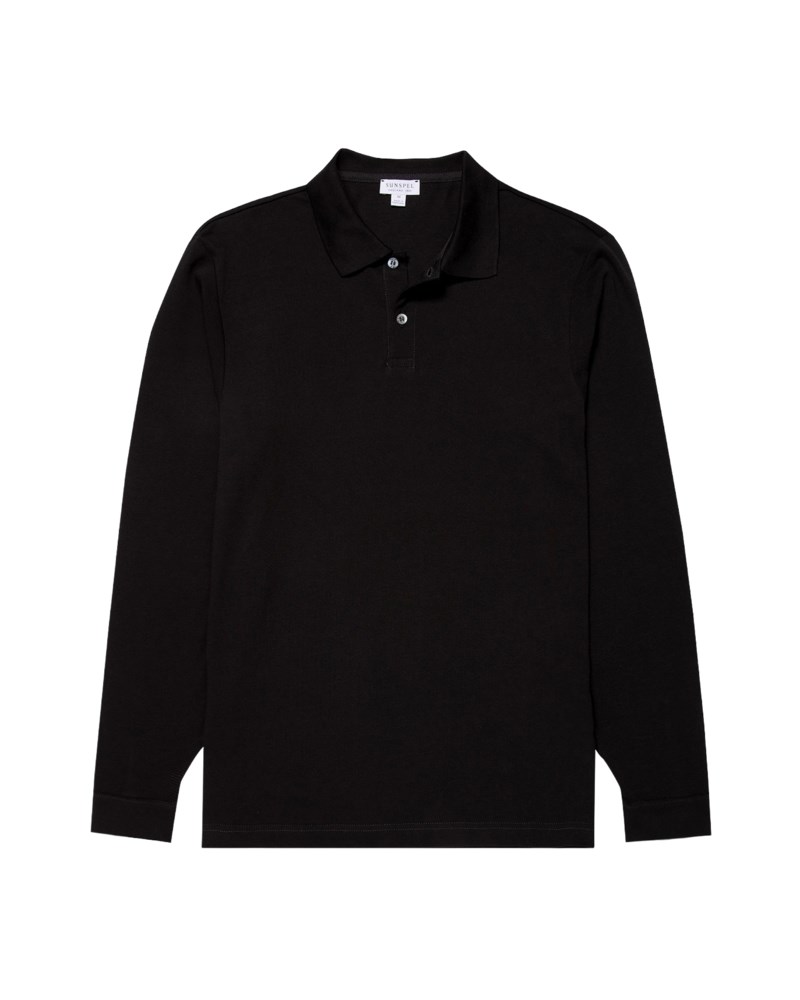 Piké long sleeve polo black 1