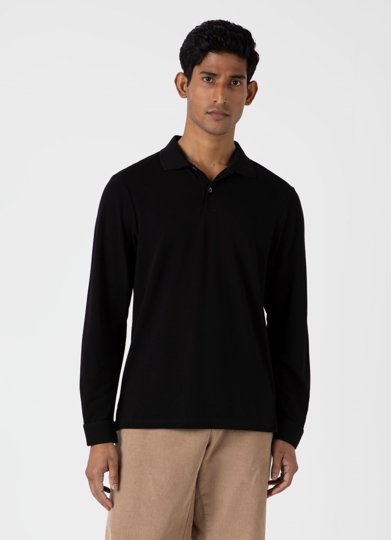 Piké long sleeve polo black 2