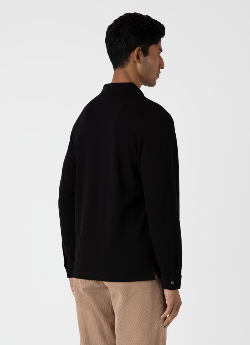 Piké long sleeve polo black 3