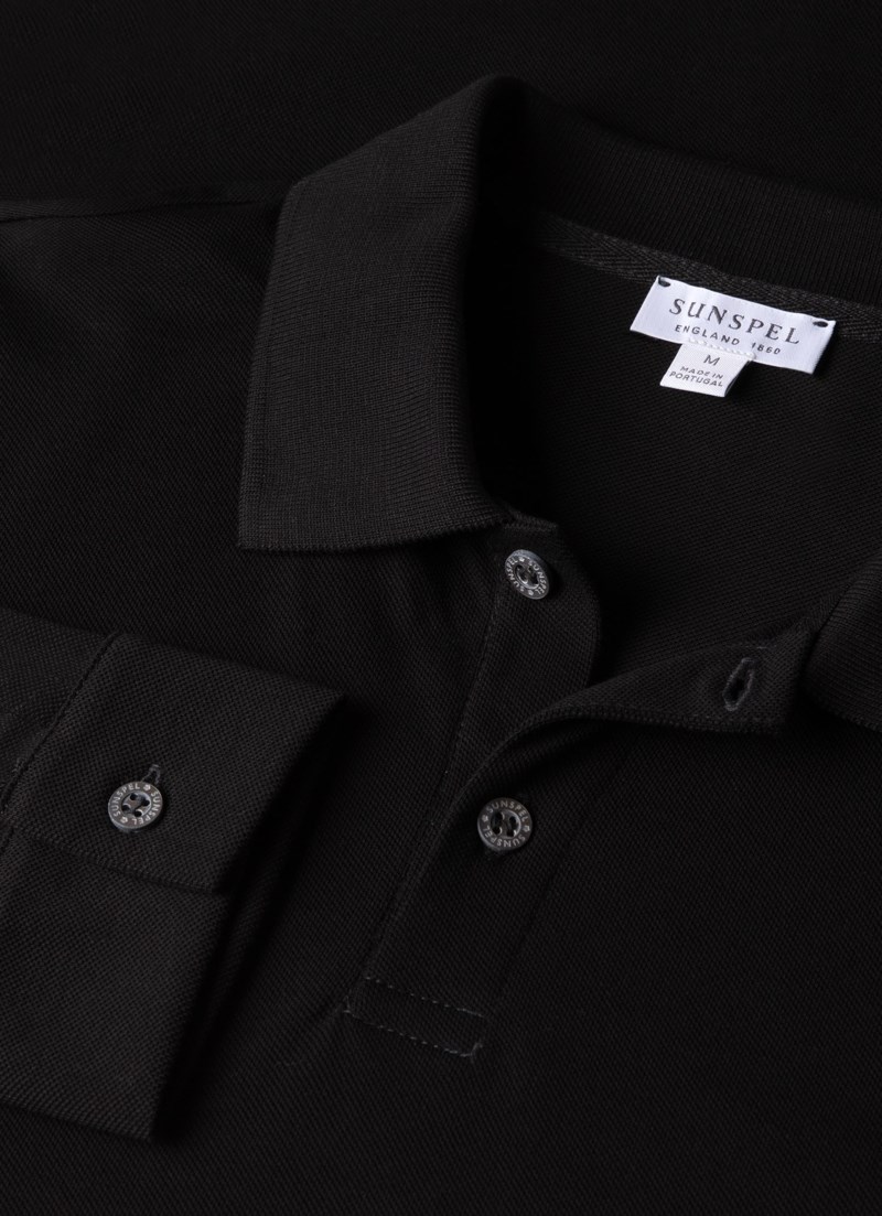 Piké long sleeve polo black 4