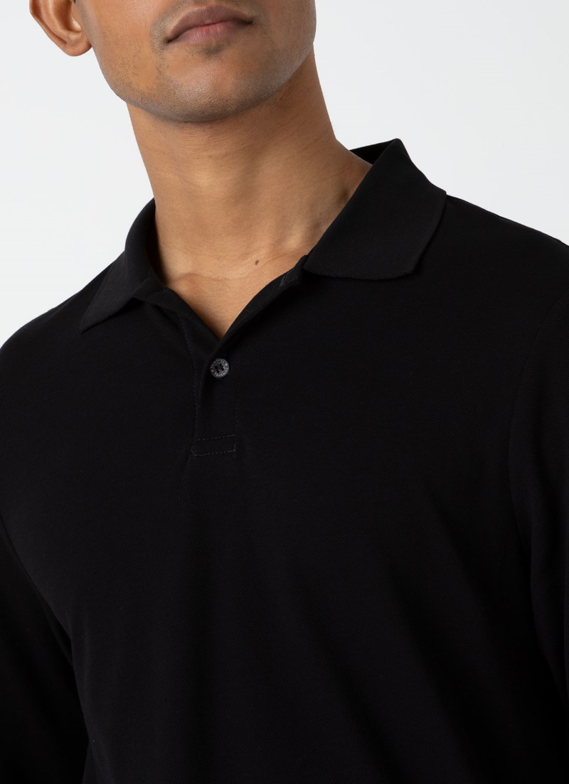 Piké long sleeve polo black 5