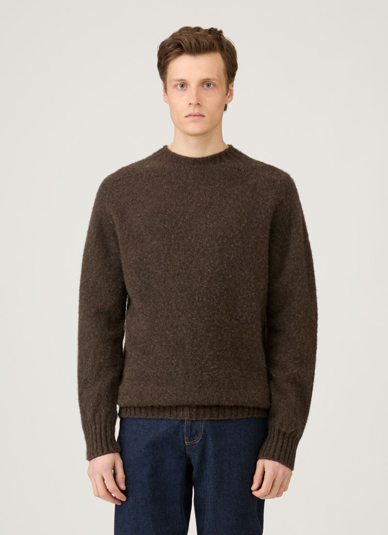 Stickad tröja brushed shetland sea moss 2