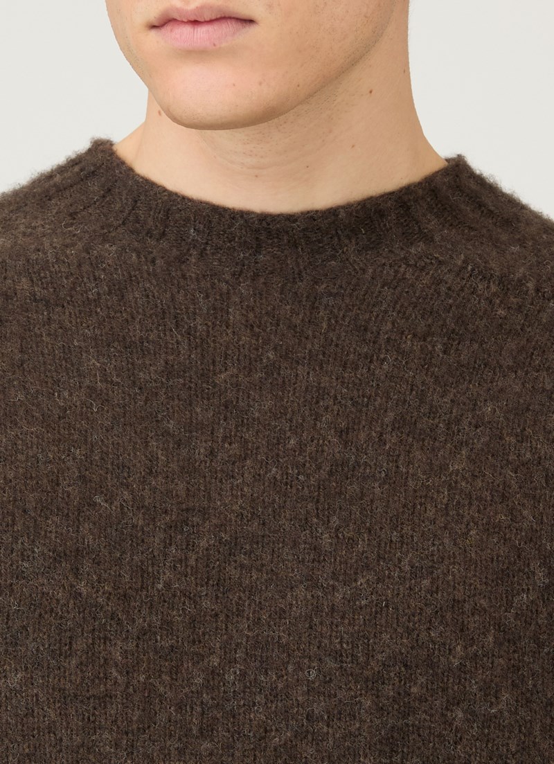 Stickad tröja brushed shetland sea moss 4