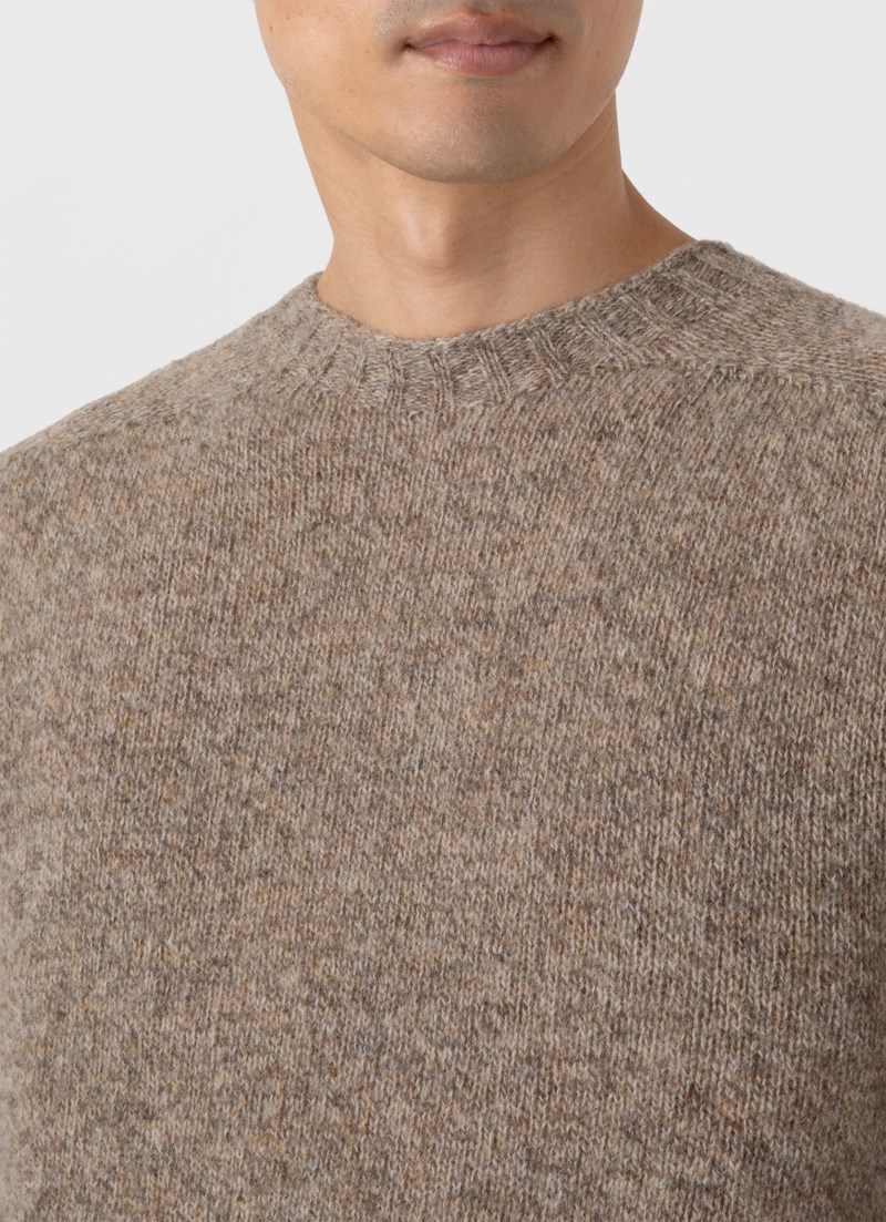Stickad tröja brushed shetland sea moss 3