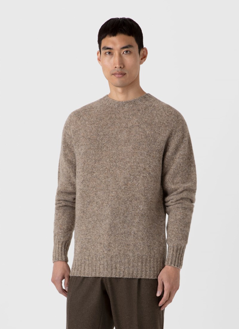 Stickad tröja brushed shetland sea moss 4