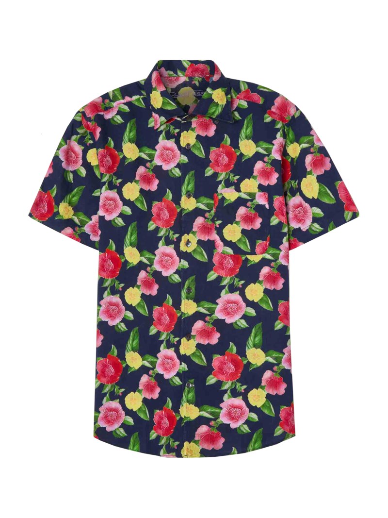 Kortärmad skjorta morgan linen print 1