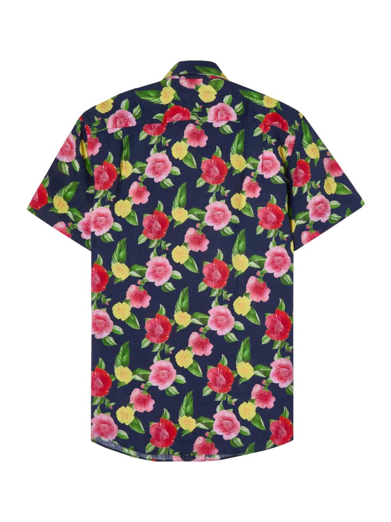 Kortärmad skjorta morgan linen print 2