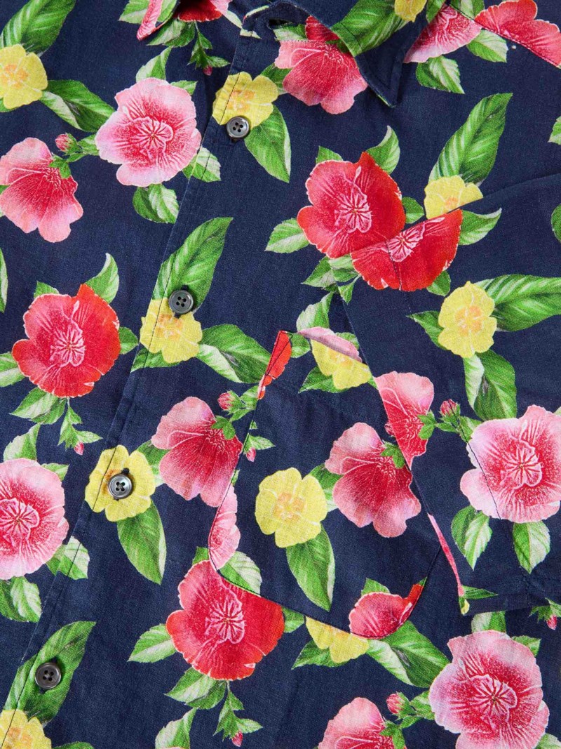 Kortärmad skjorta morgan linen print 4