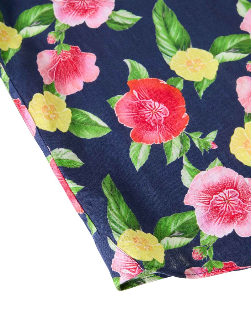 Kortärmad skjorta morgan linen print 5