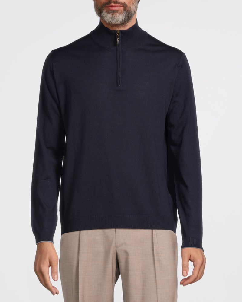 Stickad tröja eastwood 1/4 zip olive green 2