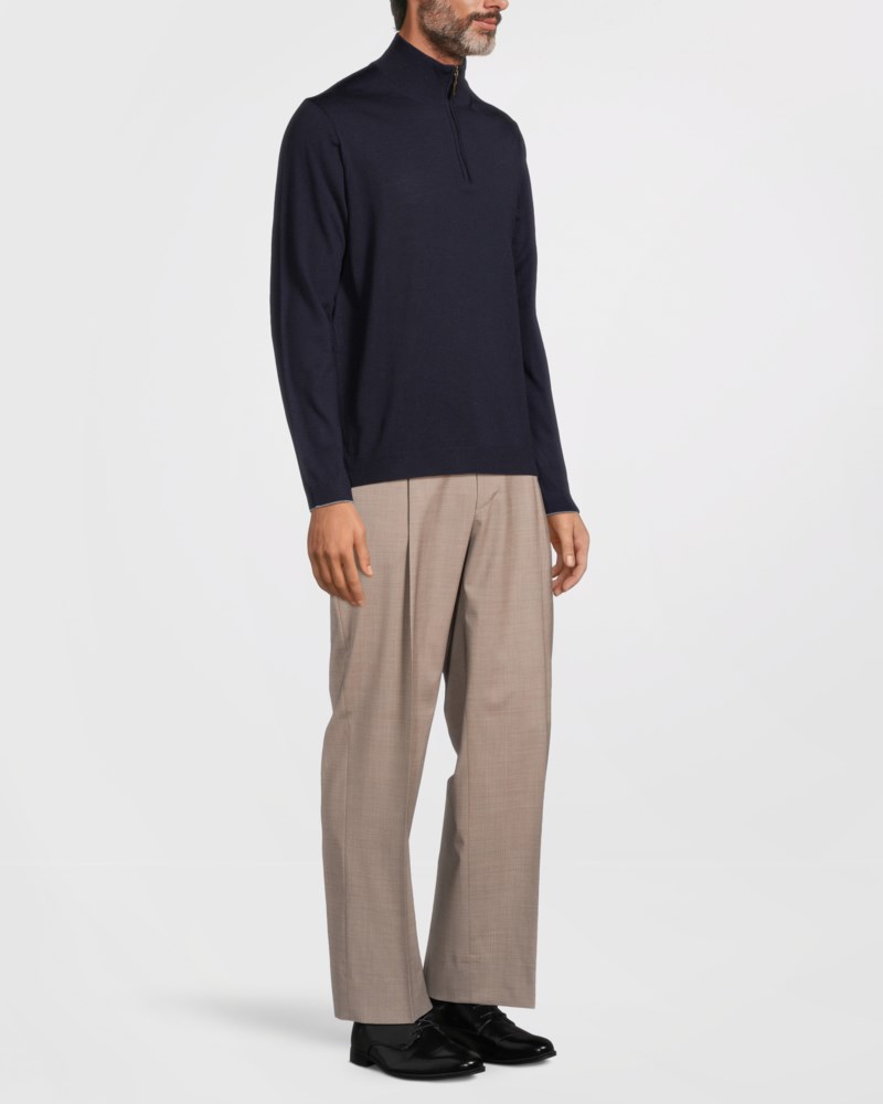 Stickad tröja eastwood 1/4 zip olive green 3