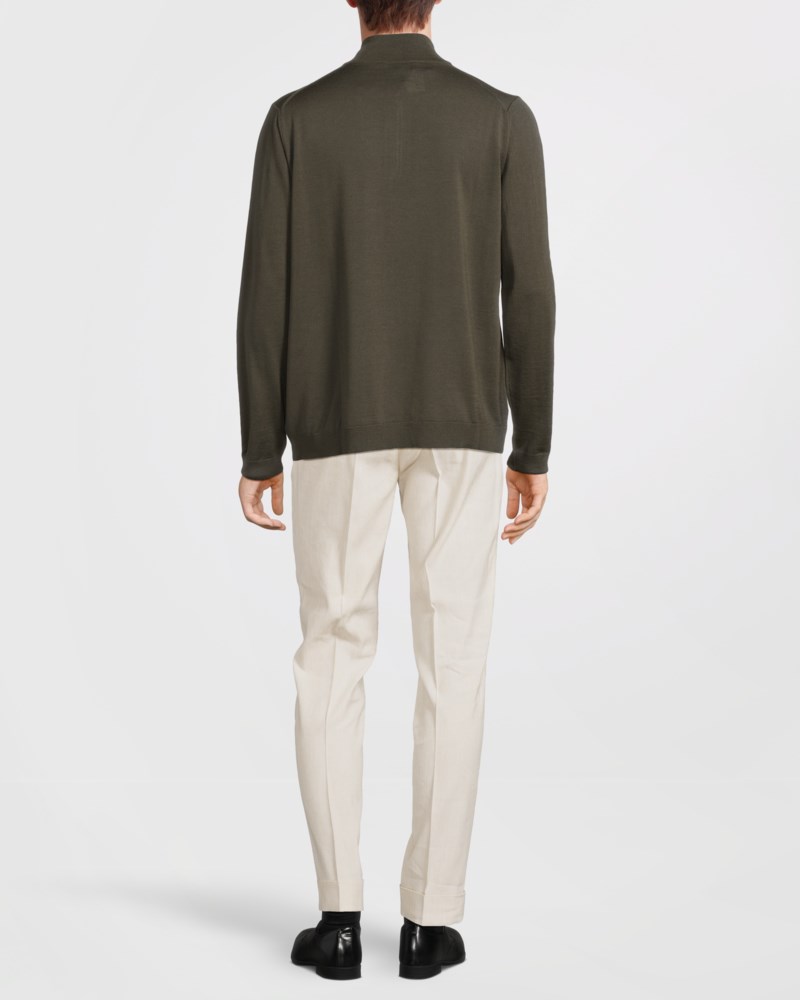 Stickad tröja eastwood 1/4 zip olive green 4