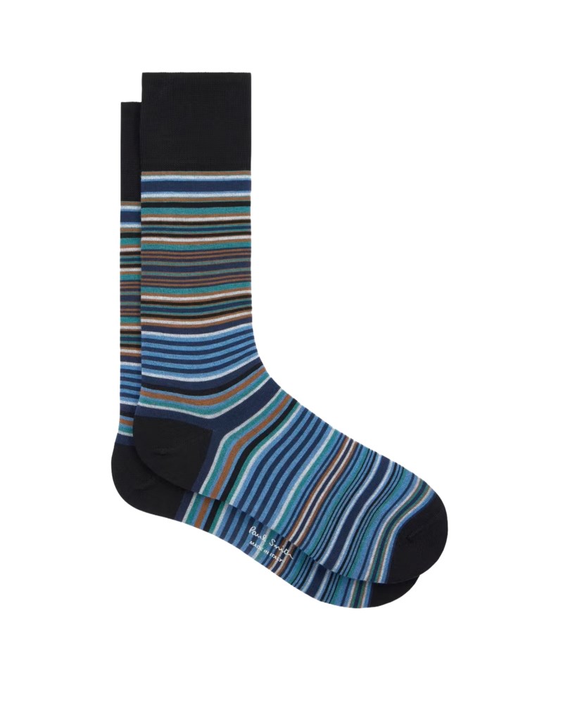 Strumpor men kahn stripe slate 1