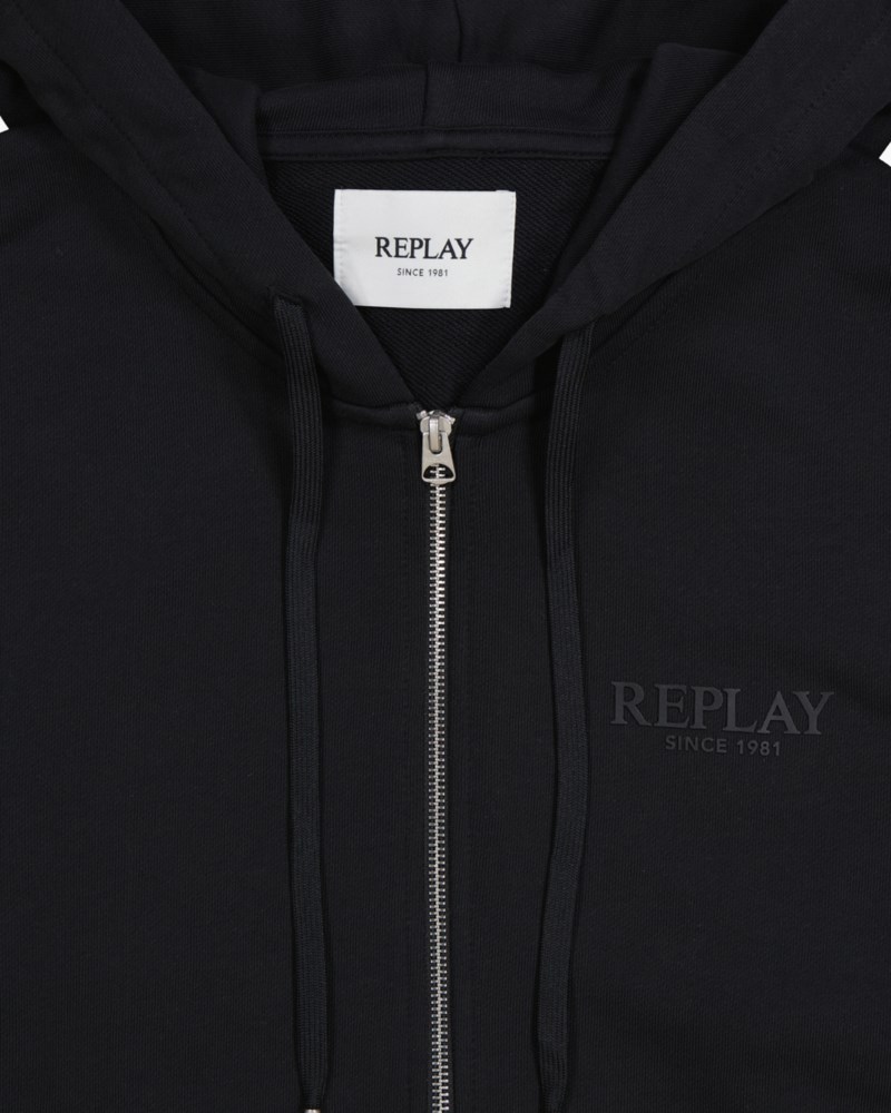 Hoodie full zip logo light grey 2