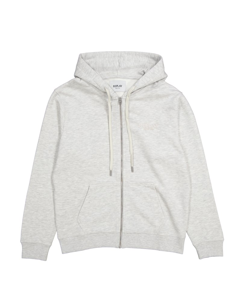 Hoodie full zip logo light grey 1