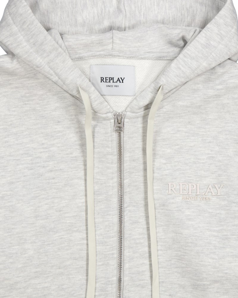 Hoodie full zip logo light grey 2