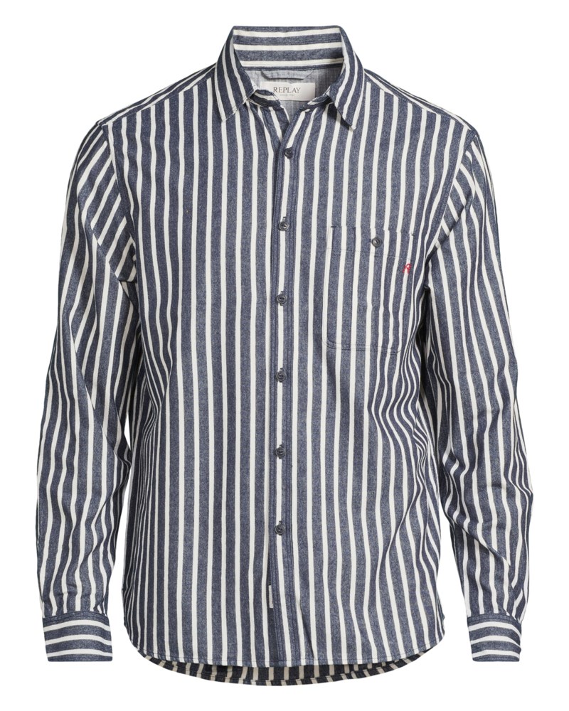 Skjorta striped oxford dark blue/ cream white 1