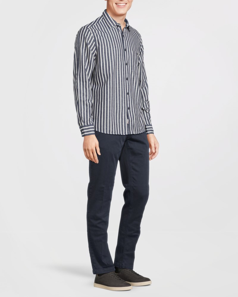 Skjorta striped oxford dark blue/ cream white 3