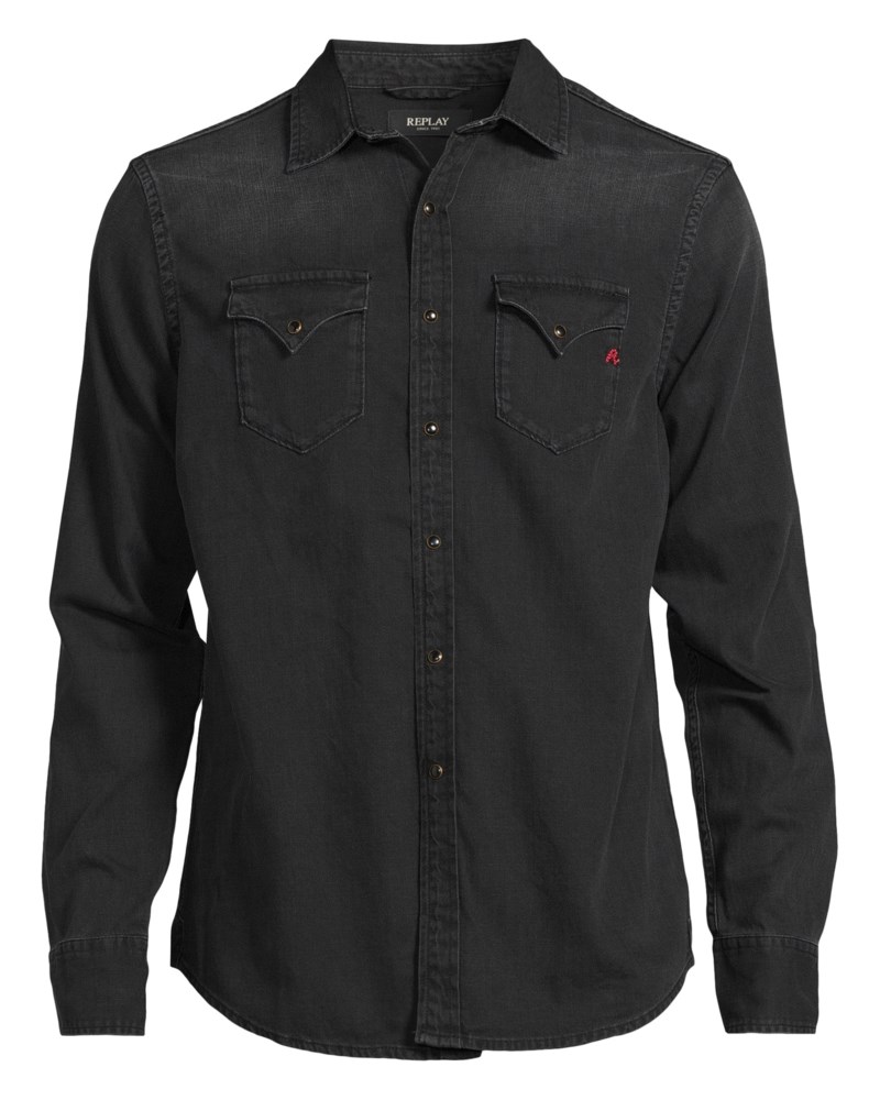 Skjorta denim 6.5 oz black delavé 1
