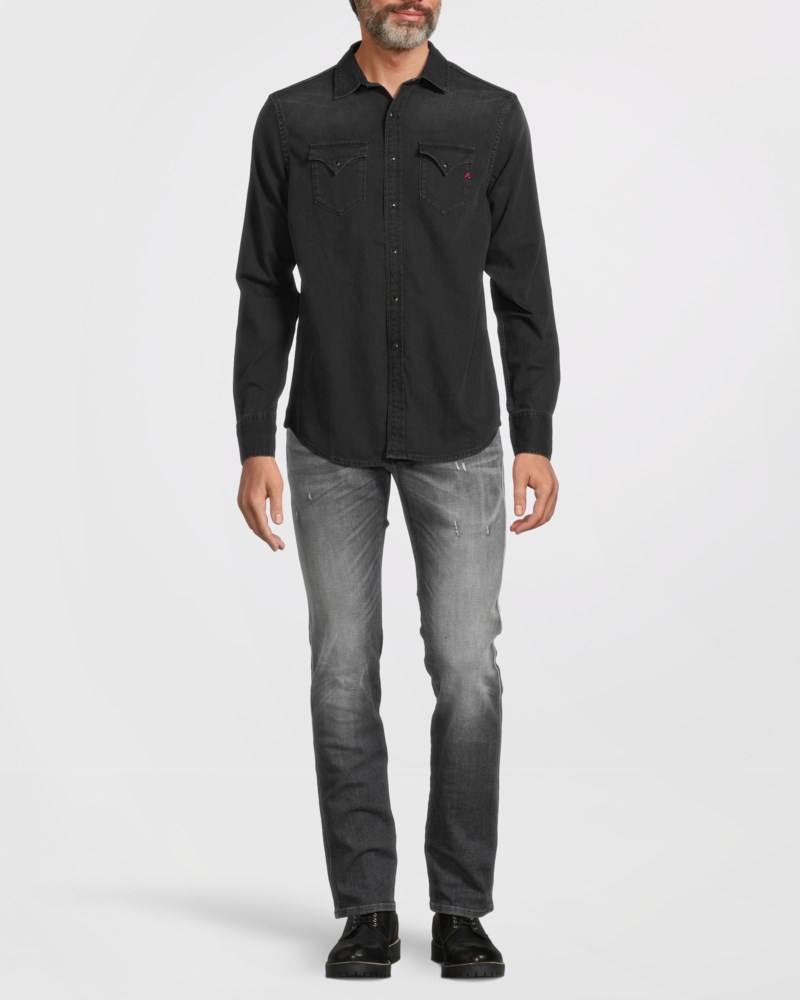 Skjorta denim 6.5 oz black delavé 2