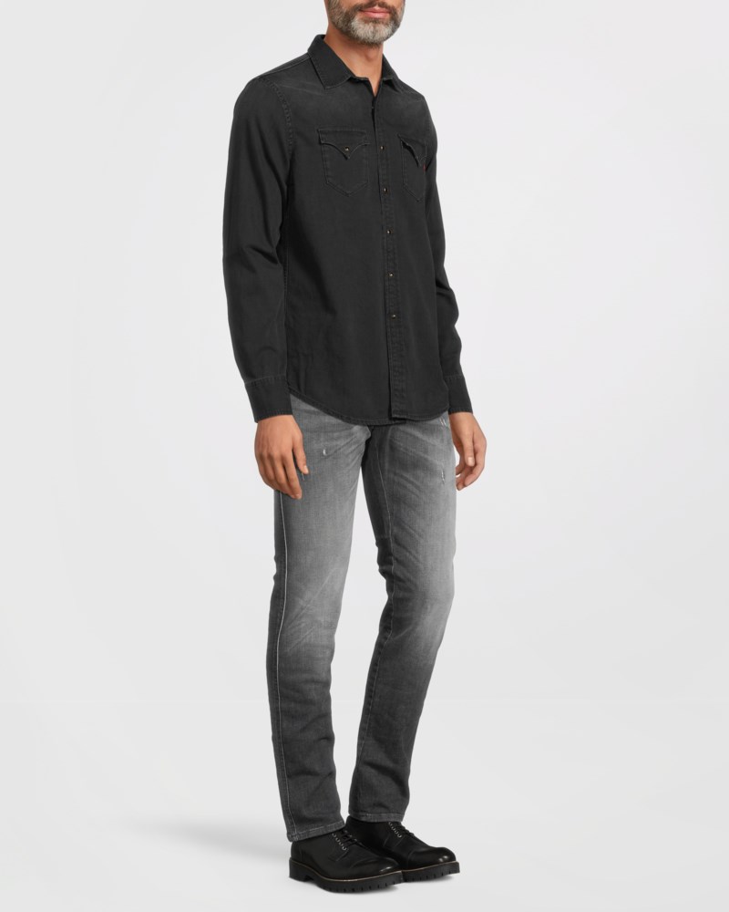 Skjorta denim 6.5 oz black delavé 3
