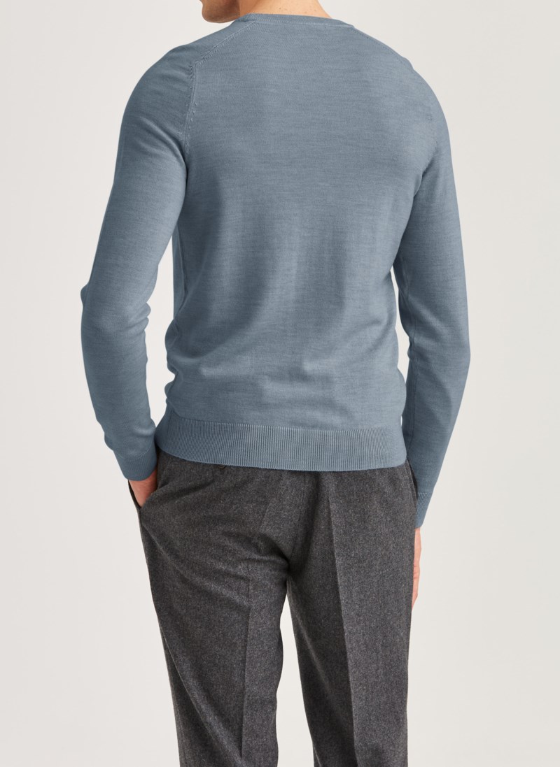 Tröja merino oneck blue 4