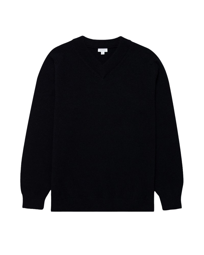Tröja lambswool v-neck navy 1
