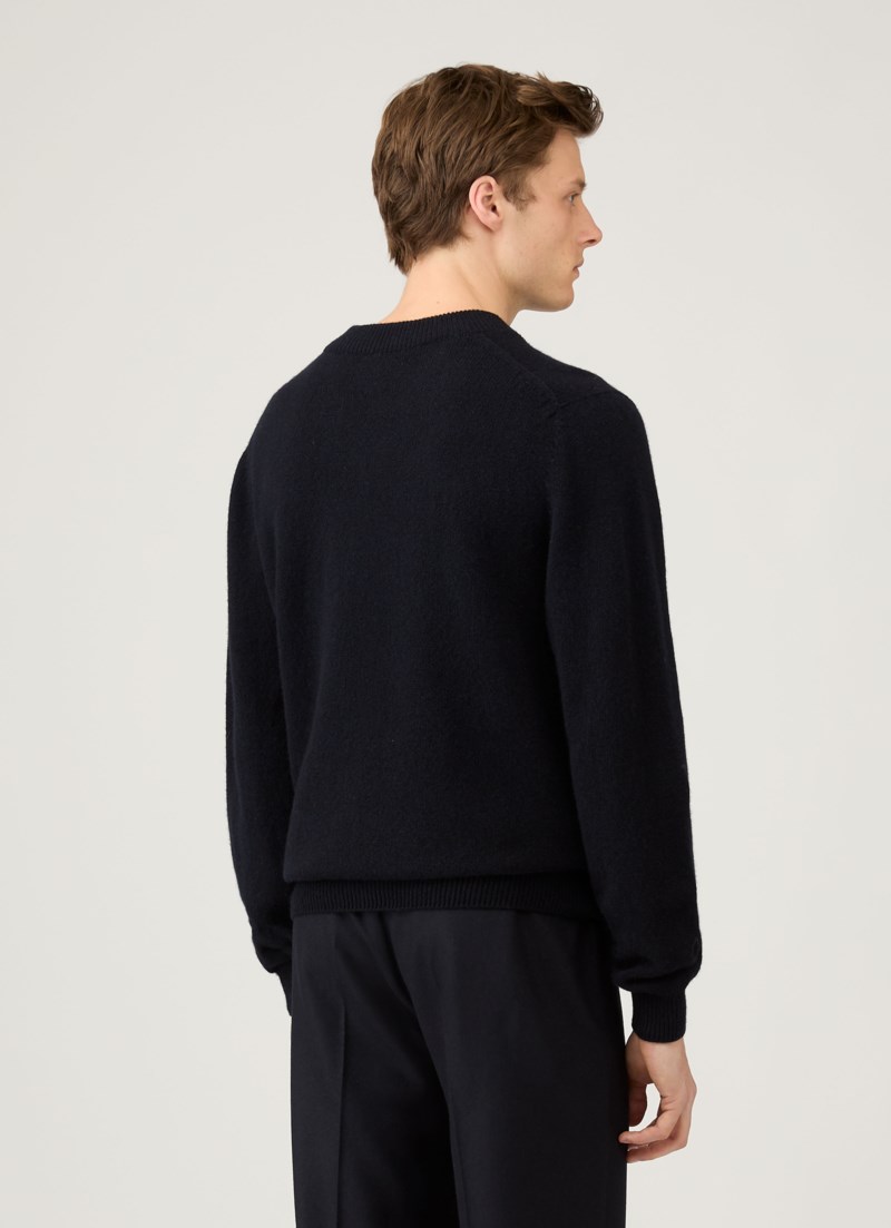 Tröja lambswool v-neck navy 3